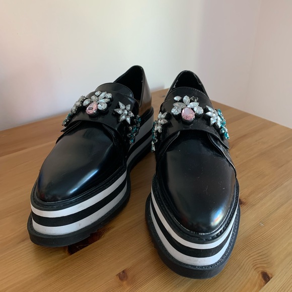 ZARA JEWELED FLAT PLATFORM SHOE - Picture 8 of 15